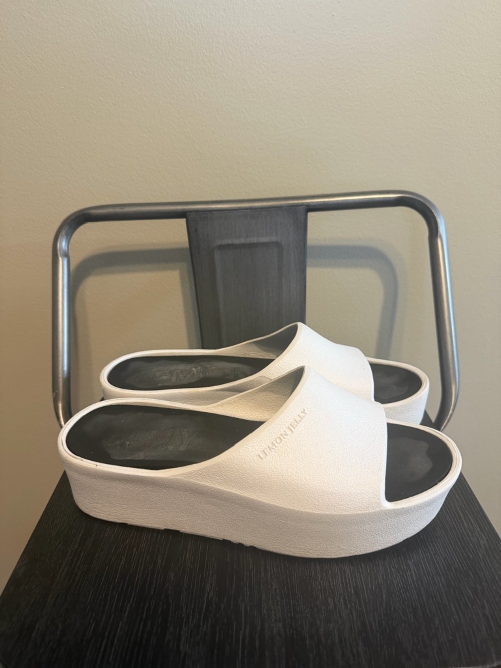 Lemon Jelly Platform Slide Sandals White EU 39 Minimalist Chunky Comfort Slides